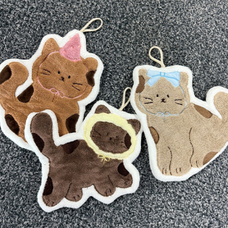 귀여운 고양이 주방 핸드타올 어린이집 고리수건 Y2549 #2