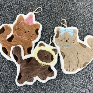귀여운 고양이 주방 핸드타올 어린이집 고리수건 Y2549