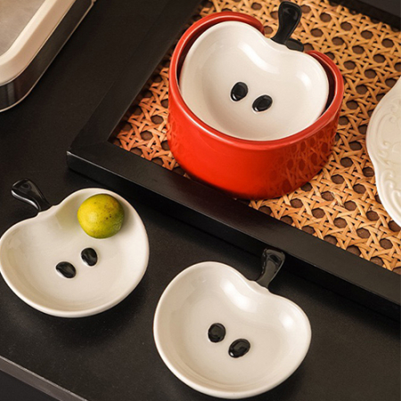 파파러브 사과모양 도자기 소스 접시 #4