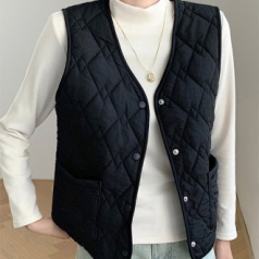 양모패딩조끼 따뜻한 겨울양모조끼 여성 패딩조끼 데일리룩