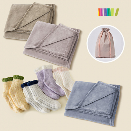 세트)마시멜로 수면양말M+무릎담요 #2