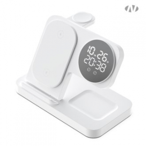 4in1 고속 무선충전 디지털 알람시계 NAO-M3100C 애플-갤럭시
