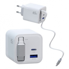 GaN PD 65W PPS 릴케이블 초고속 충전기 C타입 멀티포트 고속충전 어댑터