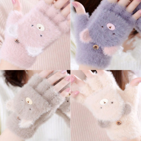 윈터리에 플러시 보송베어 터치가능 반장갑 #2