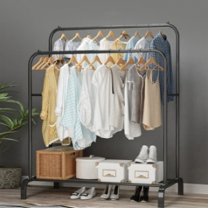 보스위즈 수납정리 선반 겸용 스탠드 2단 옷걸이 행거 BOS-B2