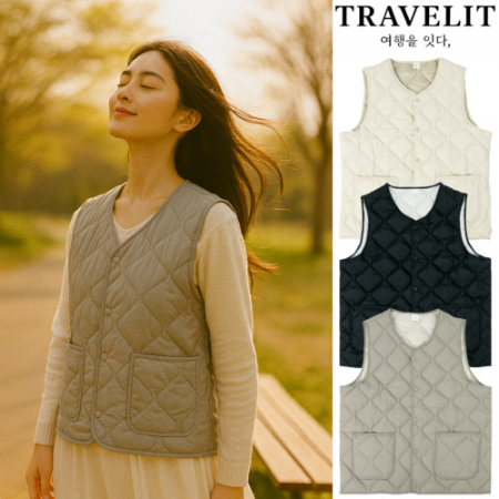 트래블잇 데일리 웜 초경량 패딩 조끼 웜그레이 #2