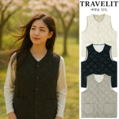 트래블잇 데일리 웜 초경량 패딩 조끼 웜블랙