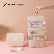 어썸엑스  고리형 3in1 화장품  세면도구 여행용 접이식 캐리어정리 방수파우치 // 인쇄배송무료