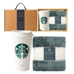 스타벅스 리유저블 그란데컵 473ml + 프리미엄 극세사 담요 고급띠지 손잡이 기프트박스세트
