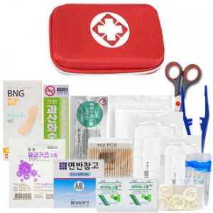 휴대용 하드케이스 미니 구급함+구급용품 16종