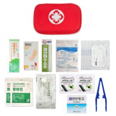 휴대용 하드케이스 미니 구급함+구급용품 10종