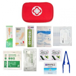 휴대용 하드케이스 미니 구급함+구급용품 10종