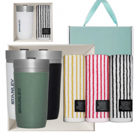 스탠리 고 진공 텀블러 473ml + 오뷔송 뱀부스트라이프 180g 호텔 수건 타올