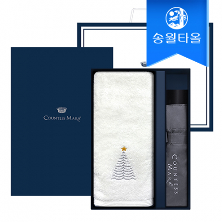 송월 크리스마스 답례품 선물세트(징글벨세면타올1+CM3단폰지우산1)+쇼핑백 #2