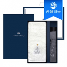 송월 크리스마스 답례품 선물세트(징글벨세면타올1+CM3단폰지우산1)+쇼핑백