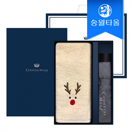송월 크리스마스 답례품 선물세트(루눈산세면타올1+CM3단폰지우산1)+쇼핑백 #2