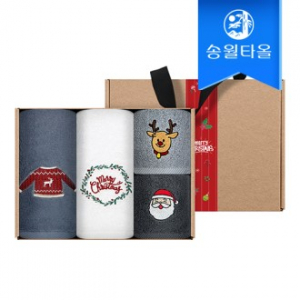 송월 크리스마스 항균타올 기프트세트(윈터데이세면2+몽글고리2)