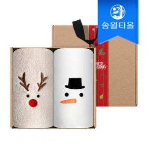 송월 크리스마스 루돌프눈사람산타 2매 선물세트(크라프트+띠지)