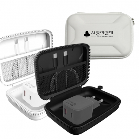CS61 2포트 20W PD고속충전기 세트 어댑터 + 케이블 + 파우치 구성 #2