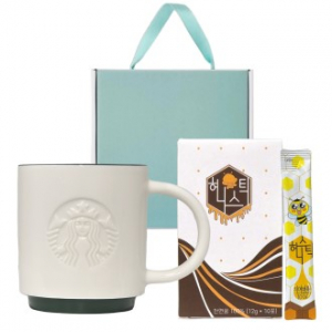 스타벅스 시그니처 사이렌 머그 355ml + 국내산 꿀 허니스틱 10개입(12g)
