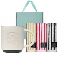 스타벅스 시그니처 사이렌 머그 355ml + 오뷔송 뱀부스트프라이프 호텔 수건 타올 180g