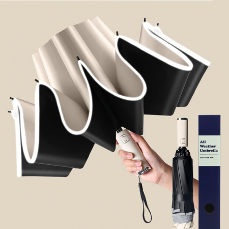 거꾸로 접이식 3단 자동 우산 자외선 차단 튼튼한 양우산 답례품 #2