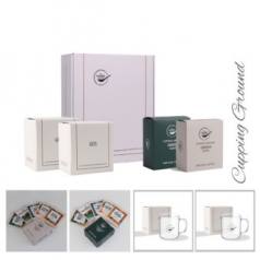 커핑그라운드 드립백커피 내열유리 아이스 머그컵 선물세트 CG 470ml 12P