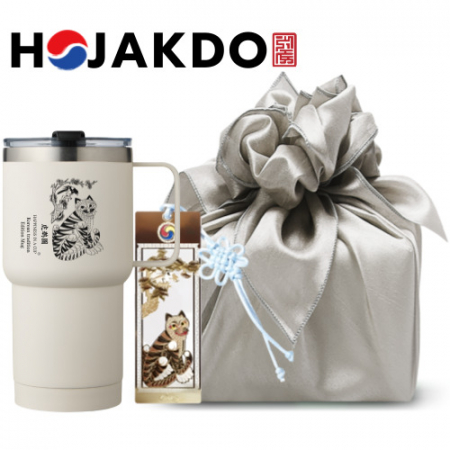 한국전통 호작도텀블러 파우더 독도보틀 데일리 525ml 북마크 보자기포장 선물세트 #2