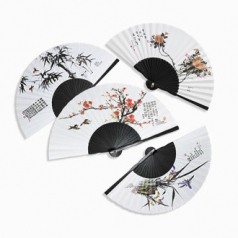 (기성)전통부채 오죽 선 흑선 中 실크인쇄