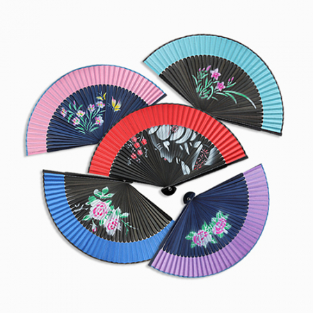 (기성)전통부채 꽃나비 실 크 천 케이스포함 부채 실크인쇄 #2