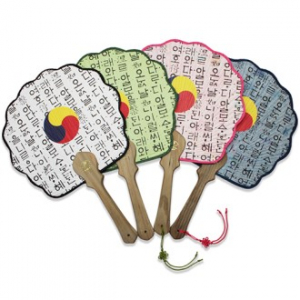 (기성)전통부채 태극알 훈민정음 연엽선 中 부채 실크인쇄