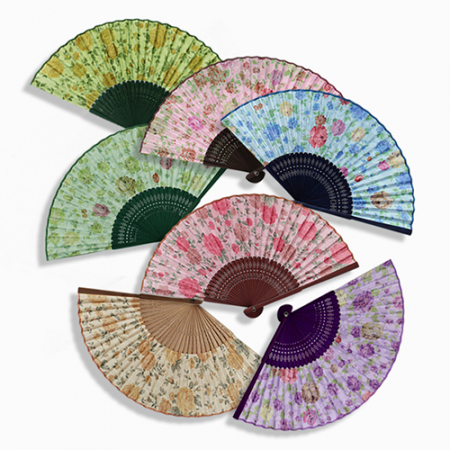 (기성)전통부채 장미 선 케이스포함 부채 실크인쇄 #2