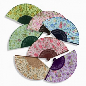 (기성)전통부채 장미 선 케이스포함 부채 실크인쇄