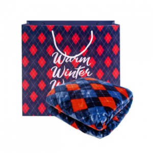 마메종 클래식 아가일 체크 밍크 담요 (대)