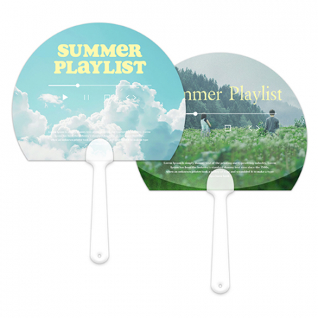 (PP)칼라인쇄 반 달 자유형 팬시부채 반투 자루 부채(150-190파이) #3