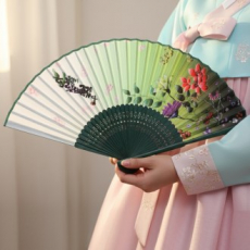(기성)전통부채 온들에 꽃향기 케이스포함 실크인쇄 향기꽃