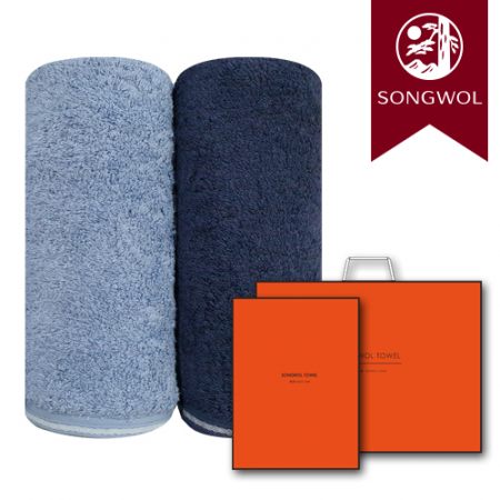 송월타올 솔리드혼방사무지 190g (뱀부얀혼방사/40*80cm) 2매입 선물세트(박스+쇼핑백 포함) #2