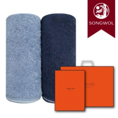 송월타올 솔리드혼방사무지 190g (뱀부얀혼방사/40*80cm) 2매입 선물세트(박스+쇼핑백 포함)