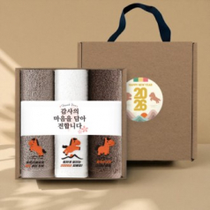 송월타올 2026 새해 붉은 말 핸들패키지 3매입 세트 (150g 30수 3매+띠지+스티커)