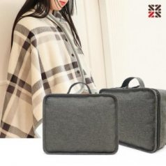 루무드 체크 똑딱이 극세사 핸디백 담요