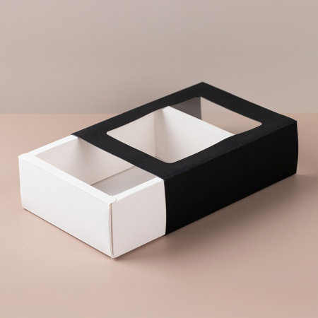 인기박스 믹스매치 투명창 슬라이드 선물상자 B / W(가로 8~30cm) #2