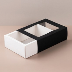 인기박스 믹스매치 투명창 슬라이드 선물상자 B / W(가로 8~30cm)