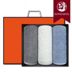 송월타올 솔리드혼방사 190g (뱀부얀혼방사/40*80cm) 3매입 선물세트(박스+쇼핑백 포함)