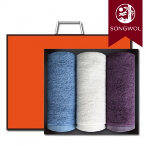 송월타올 뱀부프리미엄무지 180g (뱀부얀/40*80cm) 3매입 선물세트(박스+쇼핑백 포함)