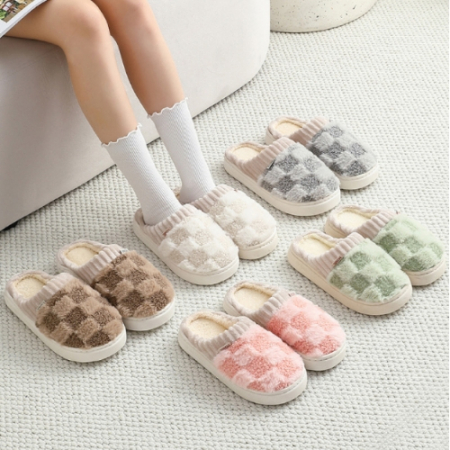 체스패턴 폭신폭신 털 슬리퍼 #3