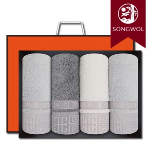 송월타올 격자40 (뱀부얀혼방사/40*80cm) 4매입 선물세트(박스+쇼핑백 포함)