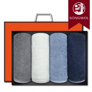 송월타올 솔리드혼방사 190g (뱀부얀혼방사/40*80cm) 4매입 선물세트(박스+쇼핑백 포함)