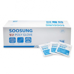 수성 멸균 폴리글러브 1박스(100매입) 2매 개별포장 일회용 의료용 진료용 다용도 위생장갑