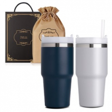 텀블러 2개 선물세트 600ml 투톤 이중진공 빨대텀블러