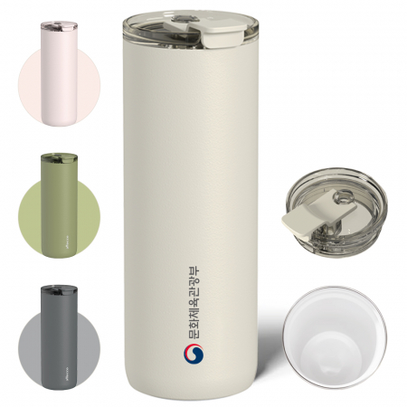 알로꼬 더블월 세라믹 텀블러 600ml 완전밀폐 안새는 이중진공 도자기 각인 빨대 손잡이 텀블러 #2